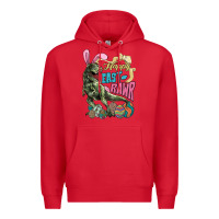 Red Happy Easter Day T-rex Premium Hoodie - NancyCooperArtShop
