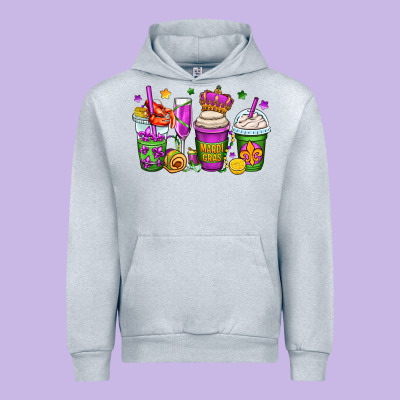 Mardi Gras Coffee Cups Urban Hoodie Designed By Oliviacreatesart