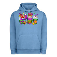 Pigment Pebble Blue mardi gras coffee cups Urban Hoodie - OliviaCreatesArt