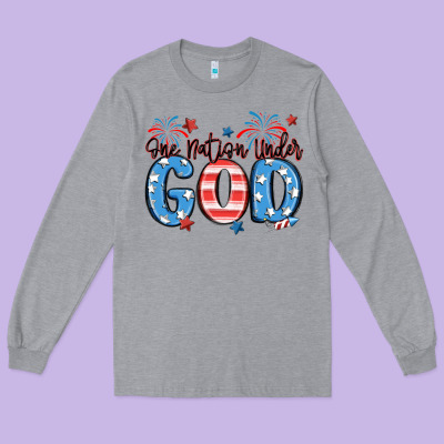 One Nation Under God Long Sleeve Tee Designed By Maliassmallbusiness