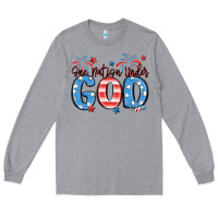 Heather Grey one nation under god Long Sleeve Tee - MaliasSmallBusiness
