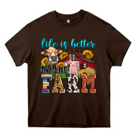 Chocolate Brown life is better on the farm Heavy Core Tee - Zillion Design Studio