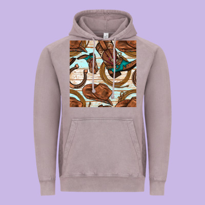 Cowboy Western Seamless Pattern Vintage Hoodie Designed By Bundleandbundleshop