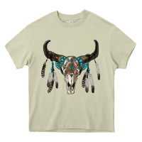 Mossy boho bull skull Heavy Core Tee - RanaPortraitStore
