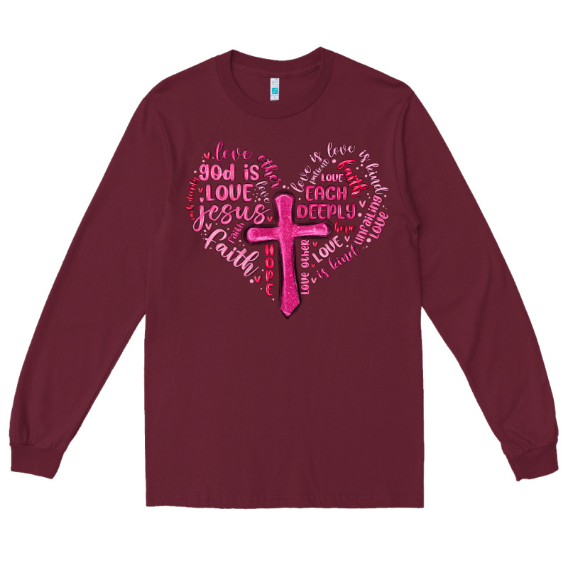 Jesus Is Love Heart Cross Valentines Day Long Sleeve Tee by MaliasSmallBusiness | Teevron