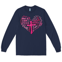 Navy jesus is love heart cross valentines day Long Sleeve Tee - MaliasSmallBusiness