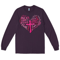 Plum jesus is love heart cross valentines day Long Sleeve Tee - MaliasSmallBusiness