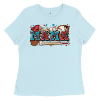 Baby Blue mama baseball Ladies Tee - Zillion Design Studio