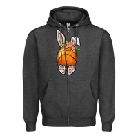 Charcoal Heather Basketball Easter Bunny Zipper Hoodie - BundleAndBundleShop