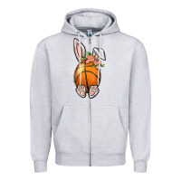 Heather Grey Basketball Easter Bunny Zipper Hoodie - BundleAndBundleShop