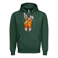 Sports Green Basketball Easter Bunny Zipper Hoodie - BundleAndBundleShop