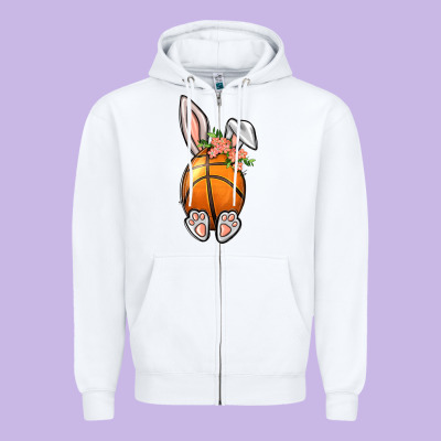 Basketball Easter Bunny Zipper Hoodie Designed By Bundleandbundleshop