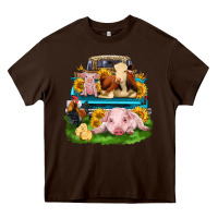 Chocolate Brown farm truck animals Heavy Core Tee - Zillion Design Studio