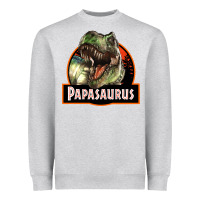 Heather Grey Western Papasaurus Papa Dinosaur Heavyweight Sweatshirt - LillyAllenDesigns