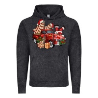 Vintage Black christmas tree cake with farm track and santa ado Vintage Hoodie - AdoDesignShop