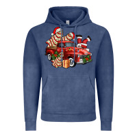 Vintage Denim christmas tree cake with farm track and santa ado Vintage Hoodie - AdoDesignShop