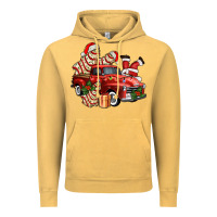 Vintage Mustard christmas tree cake with farm track and santa ado Vintage Hoodie - AdoDesignShop