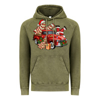 Vintage Olive christmas tree cake with farm track and santa ado Vintage Hoodie - AdoDesignShop