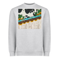 Heather Grey cowhide sunflowers cactus Heavyweight Sweatshirt - Jasminsmagicworld