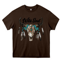 Chocolate Brown wild soul boho skull Heavy Core Tee - RanaPortraitStore