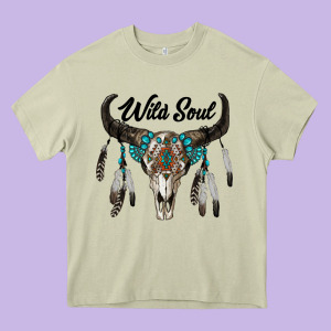 Wild Soul Boho Skull Heavy Core Tee Designed By Ranaportraitstore