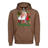 Chestnut Merry Christmas With Santa Zipper Hoodie - BundleAndBundleShop