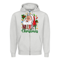 Dove Grey Merry Christmas With Santa Zipper Hoodie - BundleAndBundleShop