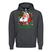 Smoke Merry Christmas With Santa Zipper Hoodie - BundleAndBundleShop