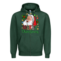 Sports Green Merry Christmas With Santa Zipper Hoodie - BundleAndBundleShop