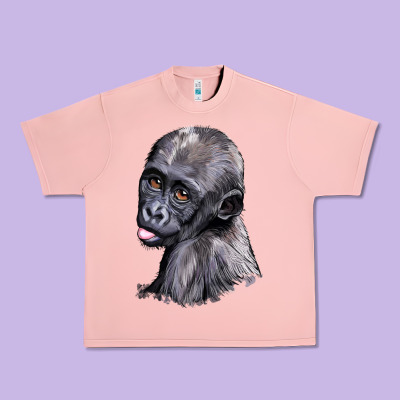 Baby Gorilla Head Urban Heavy Tee Designed By Lillyallendesigns