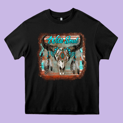 Wild Soul Boho Skull With Background Heavy Core Tee Designed By Ranaportraitstore