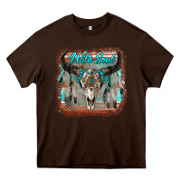 Chocolate Brown wild soul boho skull with background Heavy Core Tee - RanaPortraitStore