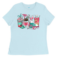 Baby Blue nurse coffee cups Ladies Tee - texasbilliewilder
