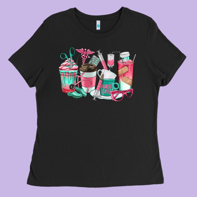 Nurse Coffee Cups Ladies Tee Designed By Texasbilliewilder