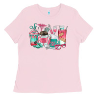 Bubblegum Pink nurse coffee cups Ladies Tee - texasbilliewilder
