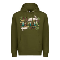 Army Green He lives Easter Premium Hoodie - NancyCooperArtShop