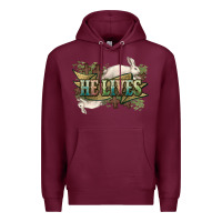 Burgundy He lives Easter Premium Hoodie - NancyCooperArtShop