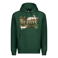 Sports Green He lives Easter Premium Hoodie - NancyCooperArtShop