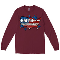 Burgundy happy memorial day usa Long Sleeve Tee - MaliasSmallBusiness