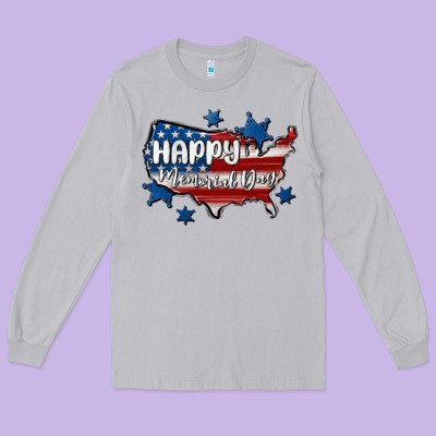Happy Memorial Day Usa Long Sleeve Tee Designed By Maliassmallbusiness