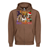 Chestnut Happy Hallothanksmas Goats Zipper Hoodie - BundleAndBundleShop