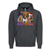 Smoke Happy Hallothanksmas Goats Zipper Hoodie - BundleAndBundleShop