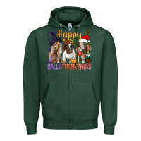 Sports Green Happy Hallothanksmas Goats Zipper Hoodie - BundleAndBundleShop