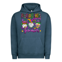 Pigment Midnight Navy parading with my gnomies Urban Hoodie - OliviaCreatesArt