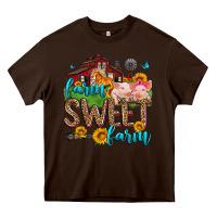 Chocolate Brown farm sweet farm Heavy Core Tee - Zillion Design Studio