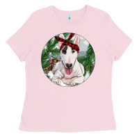 Bubblegum Pink bull terrier and farm Ladies Tee - RanaPortraitStore