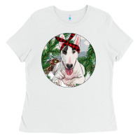 White bull terrier and farm Ladies Tee - RanaPortraitStore