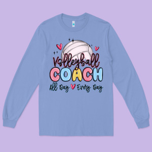 Volleyball Coach All Day Every Day Long Sleeve Tee Designed By Maliassmallbusiness