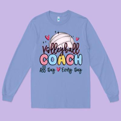 Volleyball Coach All Day Every Day Long Sleeve Tee Designed By Maliassmallbusiness