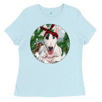 Baby Blue bull terrier and farm Ladies Tee - RanaPortraitStore